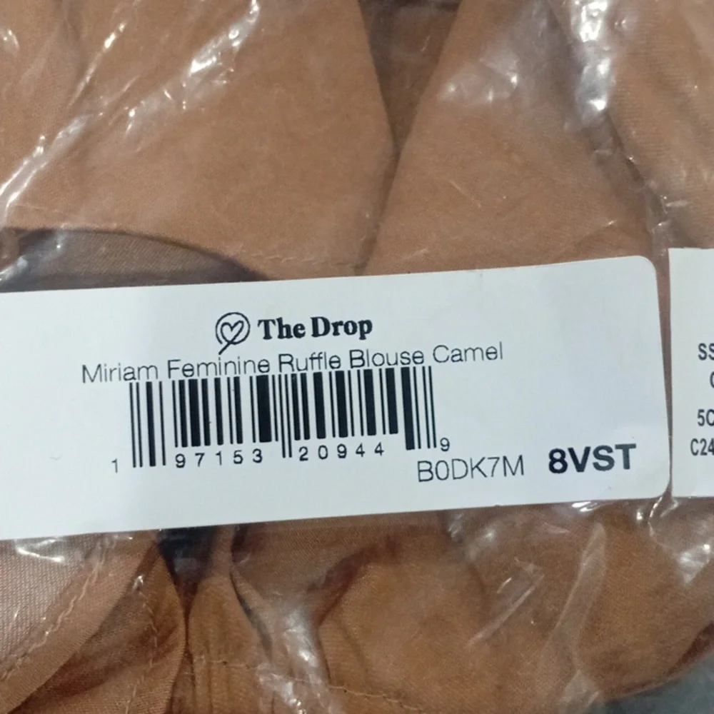 The Drop “Miriam” Feminine Ruffle Blouse – Camel | New With Tags - Picture 8 of 9